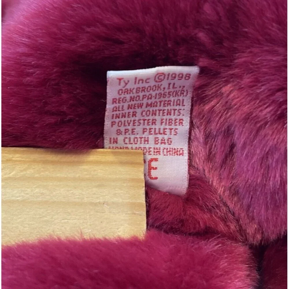 1996 Ty Teddy Bear Beanie Baby 14” Cranberry 